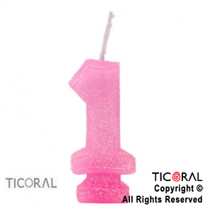 VELA NUMERO 1 ROSA CON GIBRE HS2877-1 x 1